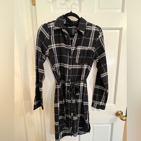A&F Women’s Flannel Shirt Dress - XS Dark Blue - Picture 1 of 6